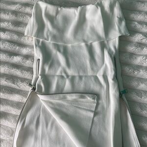 White Off-Shoulder Zip-Detail Women's Dress